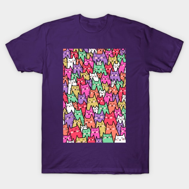 Cat Party - Colorful T-Shirt by HappyCatPrints